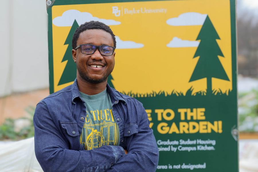 Paul Conteh at the Baylor Community Garden